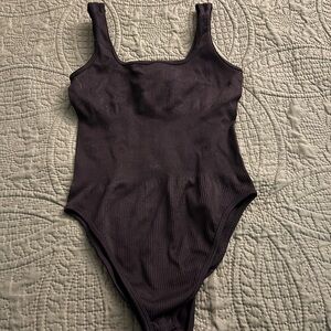 Elegant Black Ribbed Bodysuit